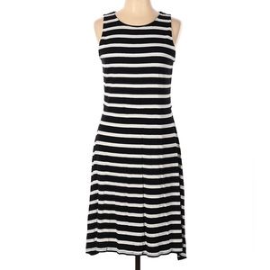 Ann taylor // black and white striped sleeveless dress